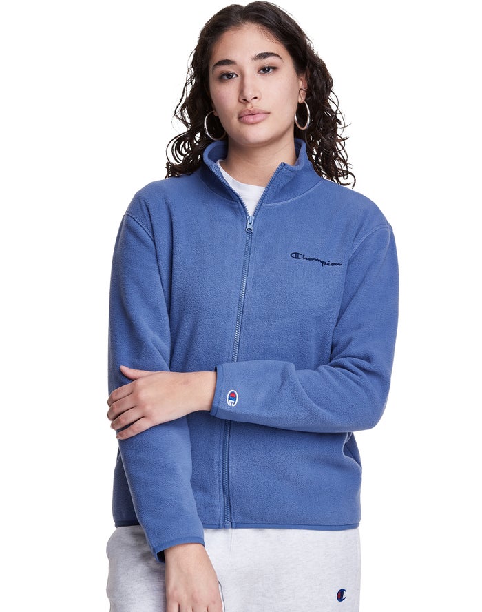 Champion Polar Fleece Full Zip Mock Neck Jas Dames - Blauw - Belgie 1093ZHBNU